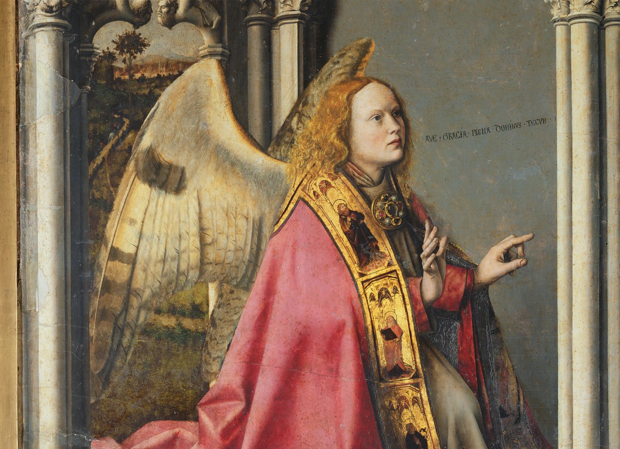 Anděl, Gabriel, při zvěstování Panně Marii, kolem roku 1445 (detail 26541) od Master of the Aix Annunciation