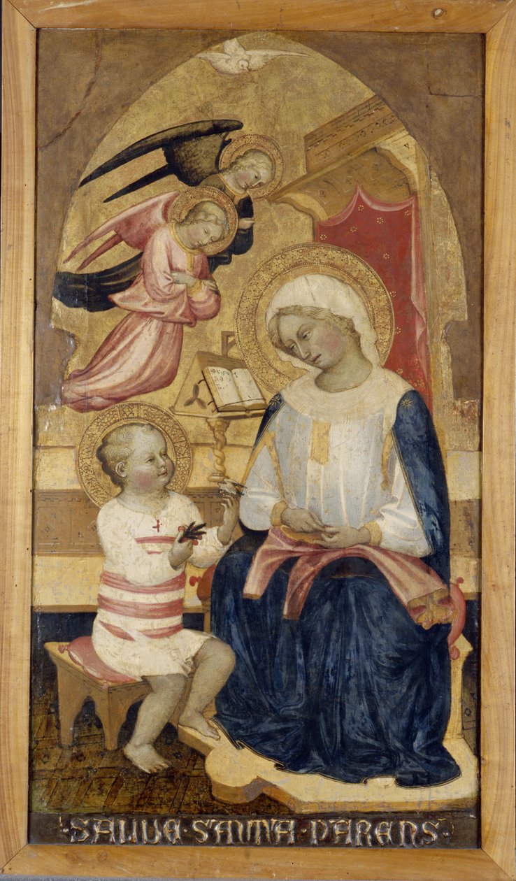 Marie s Ježíškem a dvěma anděly, cca 1425 (tempera na dřevě) od Master of the Bambino Vispo