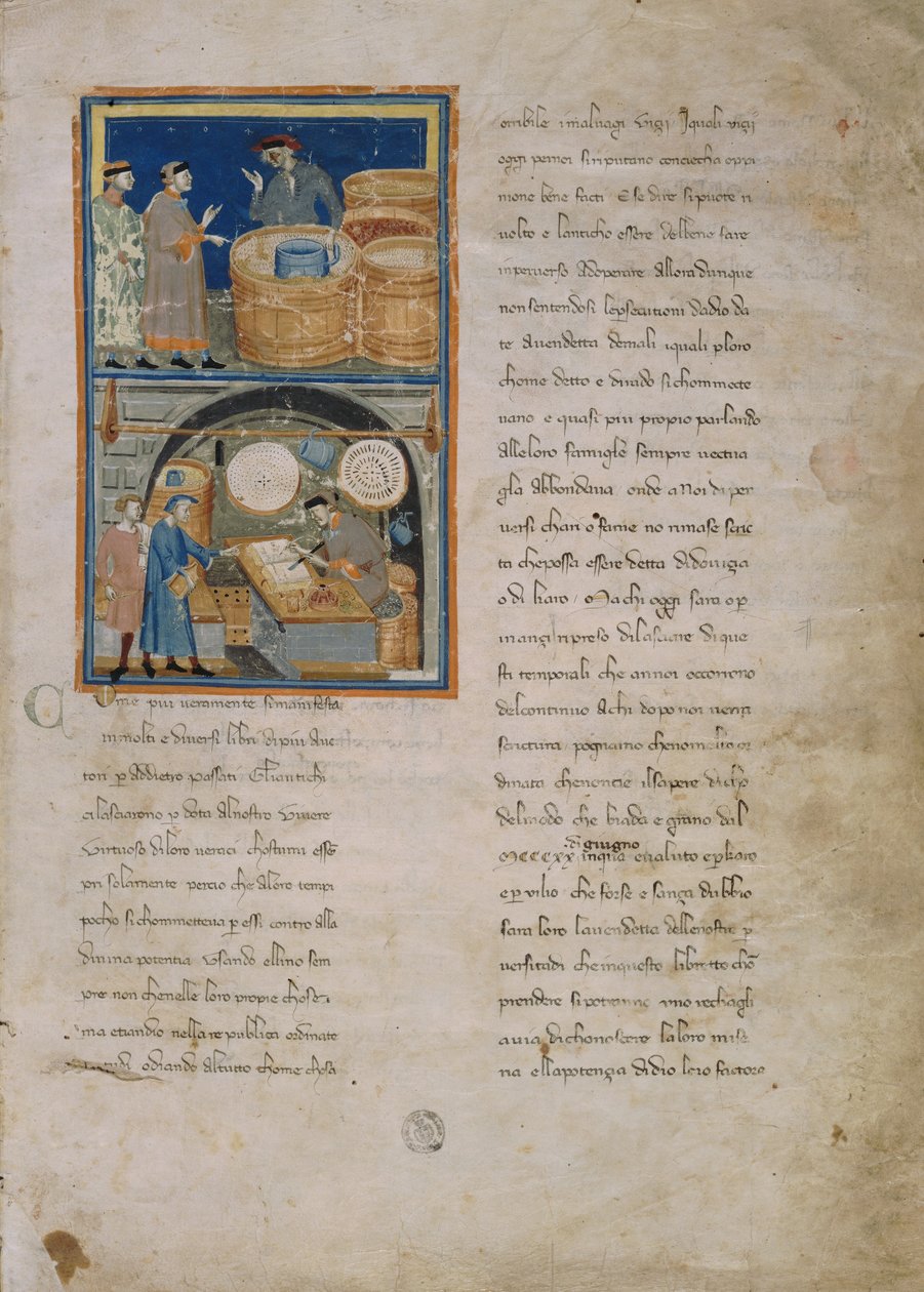 Obchodník s olivami na trhu a ve svém obchodě od Master of the Biadaiolo Codex Master of the Biadaiolo Codex