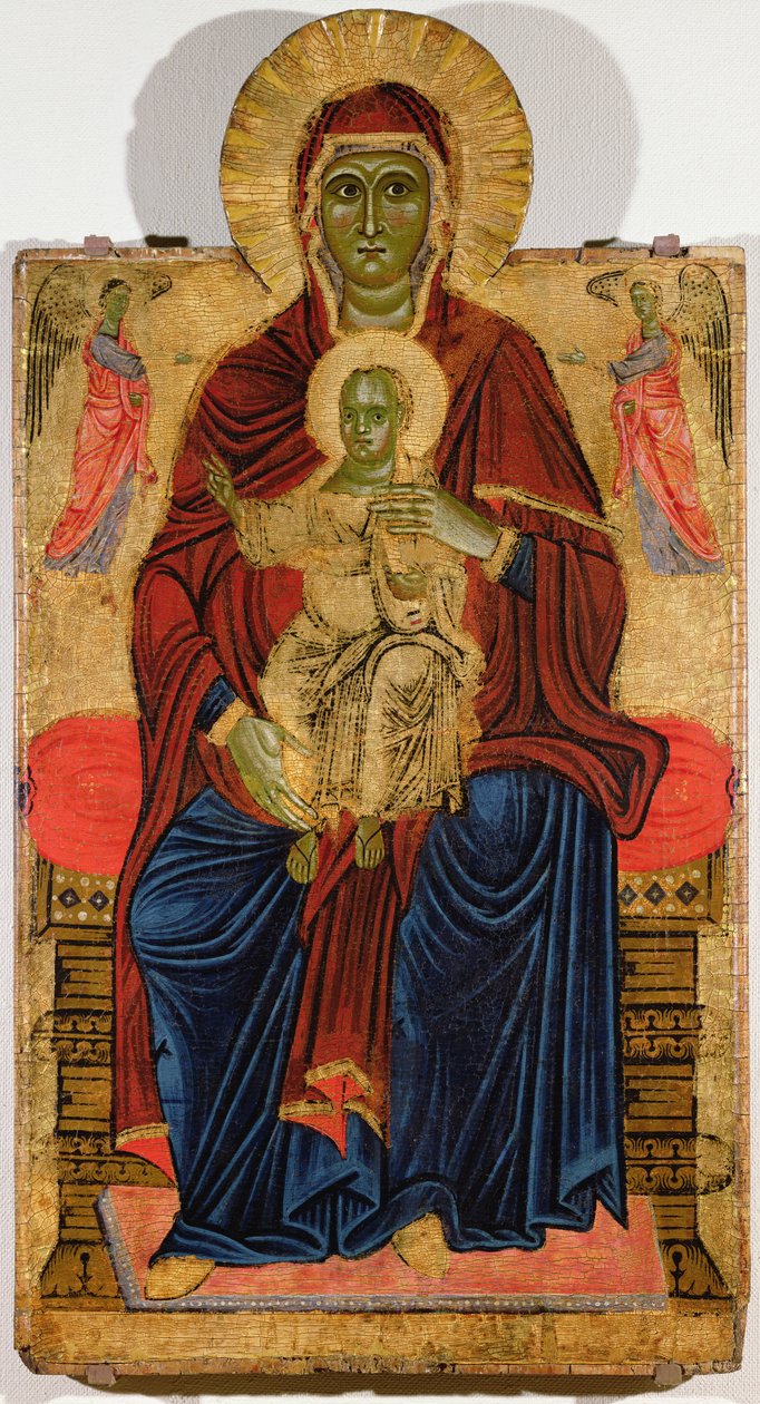 Madonna Enthroned (olej na plátně na panelu) od Master of the Bigallo Crucifix