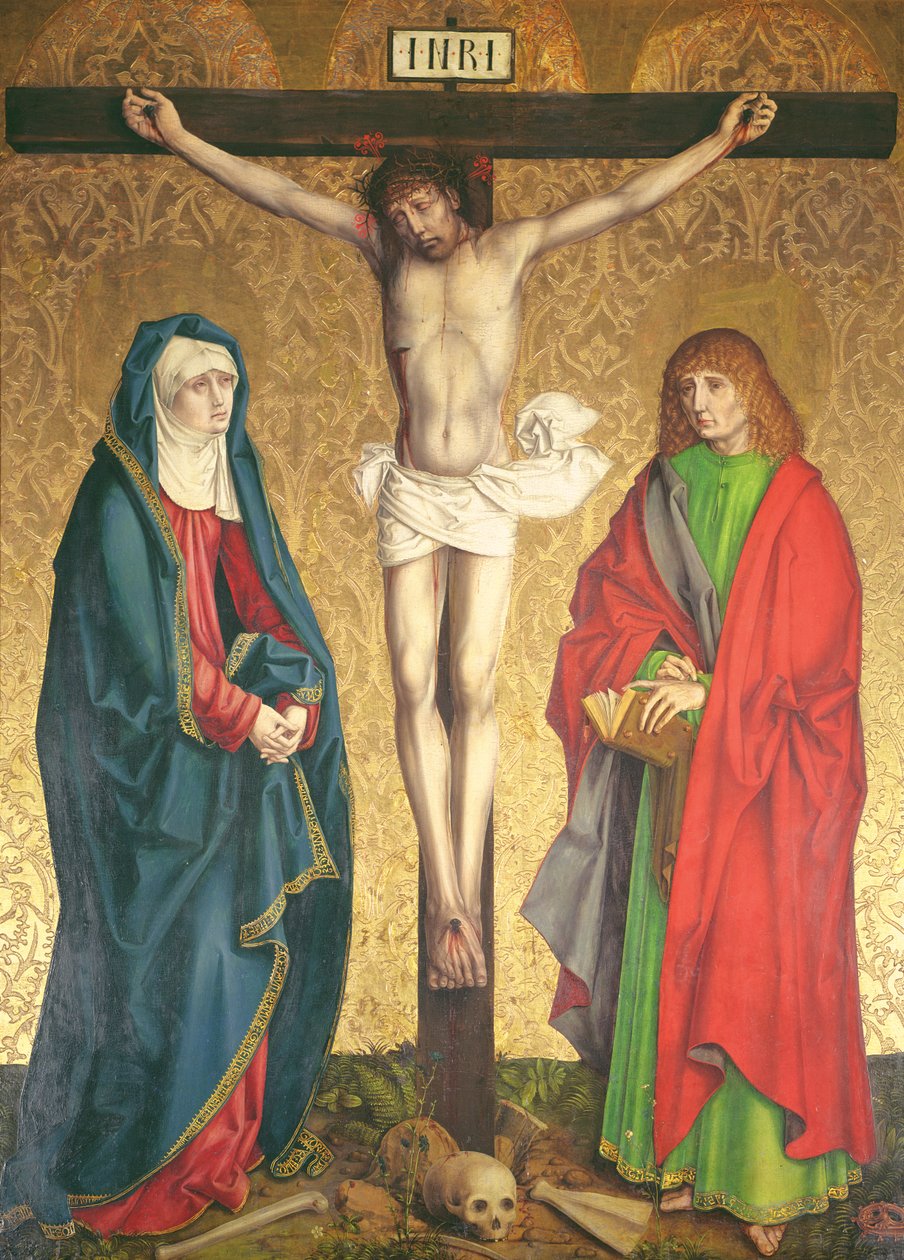 Ukřižování, centrální panel z retáblu na hlavním oltáři, 1430 od Master of the Carnation