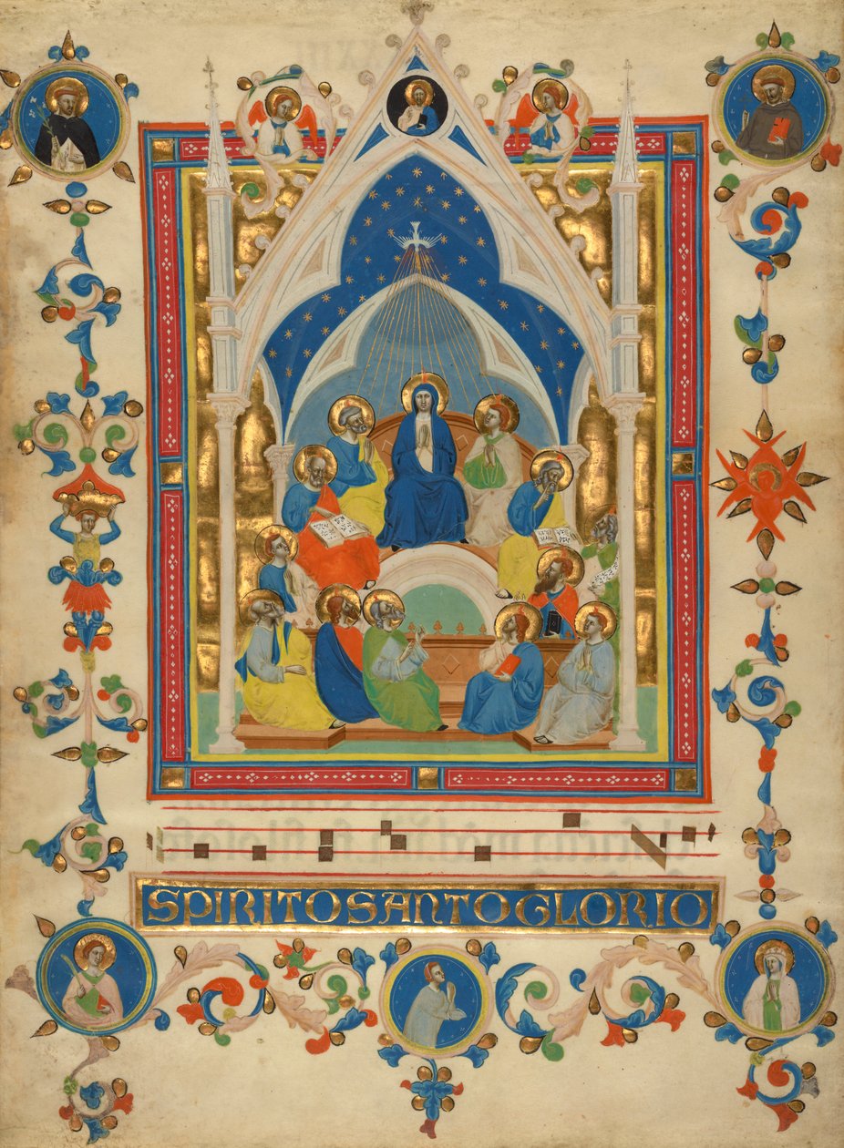 Letnice z Laudario ze Sant"Agnese, kolem roku 1340 od Master of the Dominican Effigies