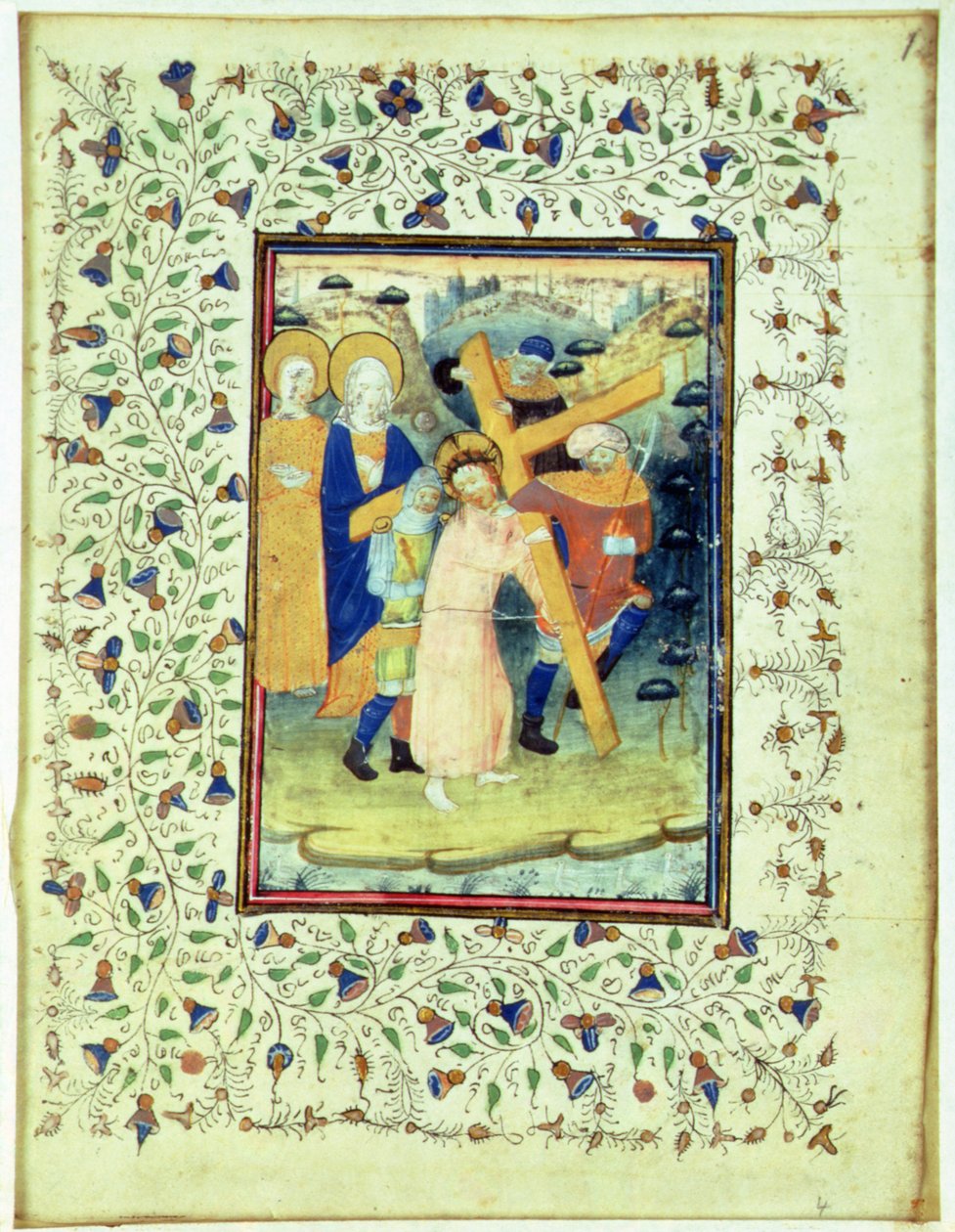 Nesení kříže, z Knihy hodin, Bruggy od Master of the Embroidered Foliage