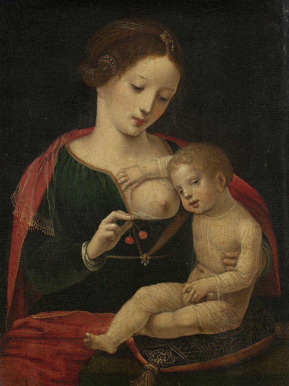Panna s dítětem od Master of the Female Half Lengths