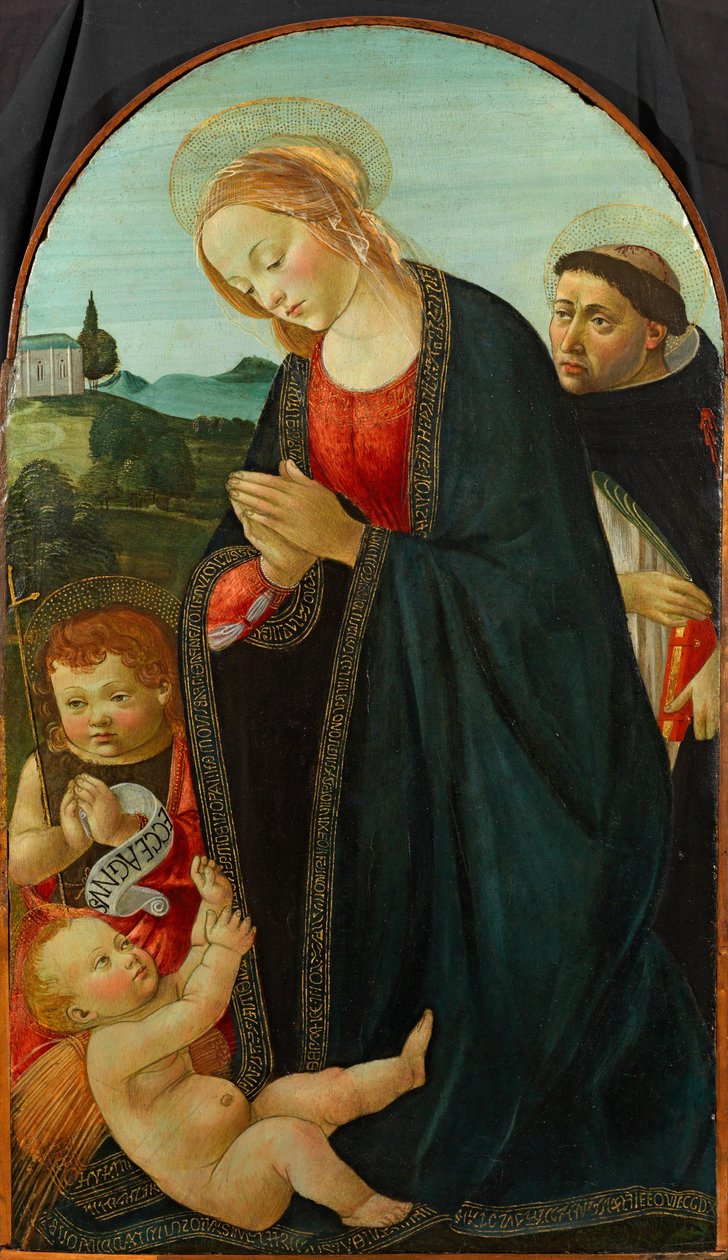 Panna s dítětem se sv. Janem Křtitelem a sv. Petrem mučedníkem (tempera na panelu) od Master of the Fiesole Epiphany