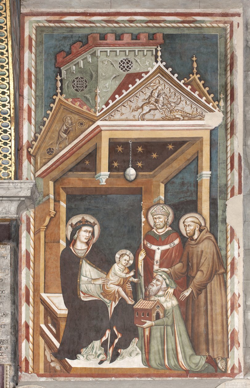 Madona s dítětem se svatým Františkem, svatým Mikulášem a Antoniem Fissiragou, Fissiragova hrobka, 1318 od Master of the Fissiraga Tomb Master of the Fissiraga Tomb