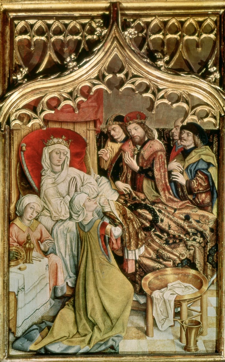 Oltář sv. Alžběty, detail zobrazující narození sv. Alžběty (1207-31) 1474-77 (tempera na panelu) od Master of the Legend of St. Elizabeth
