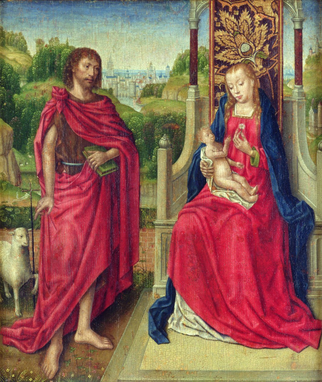 Madona s dítětem se sv. Janem Křtitelem, kolem 1480-90 od Master of the Legend of St. Ursula