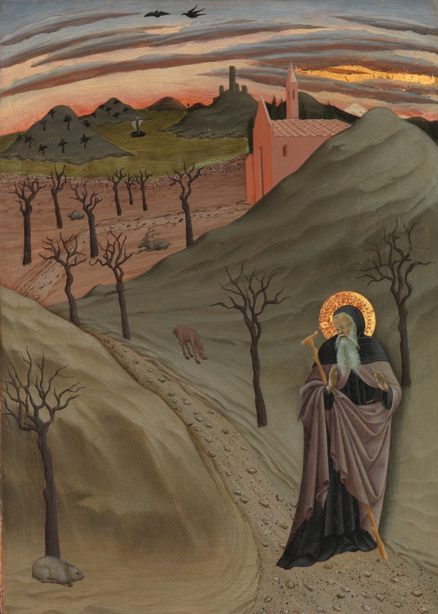 Svatý Antonín opat v divočině, kolem roku 1435 od Master of the Osservanza
