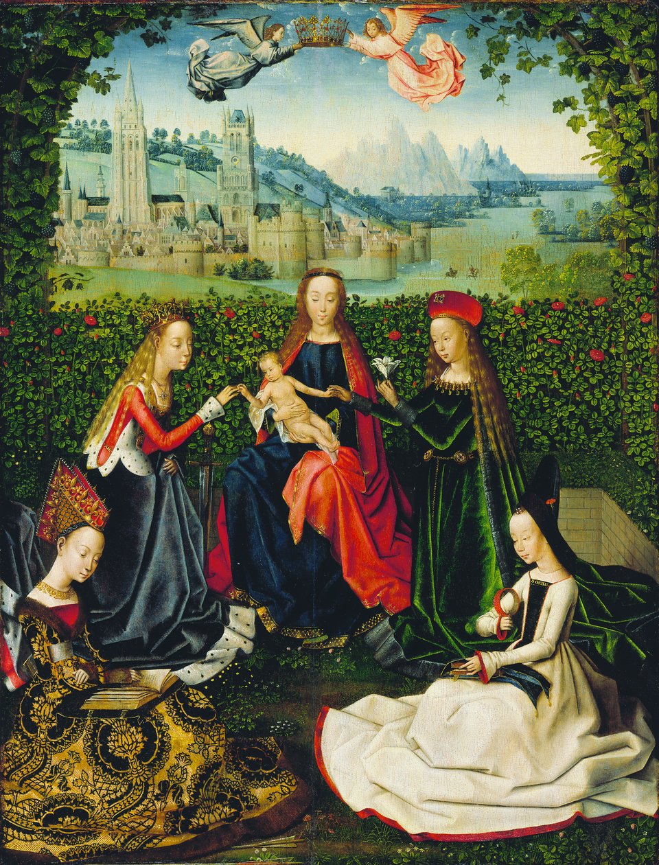 Panna z růžové zahrady, 1475-80 od Master of the St. Lucy legend Master of the St. Lucy legend