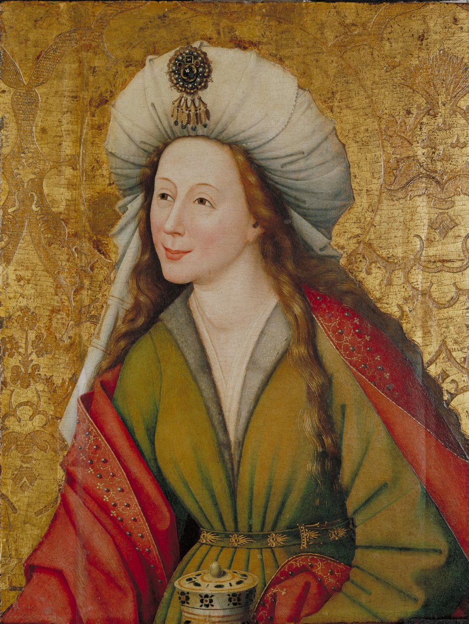 St. Mary Magdalene, c.1450 (olej na plátně připevněný k panelu) od Master of the Sterzing Altarpiece