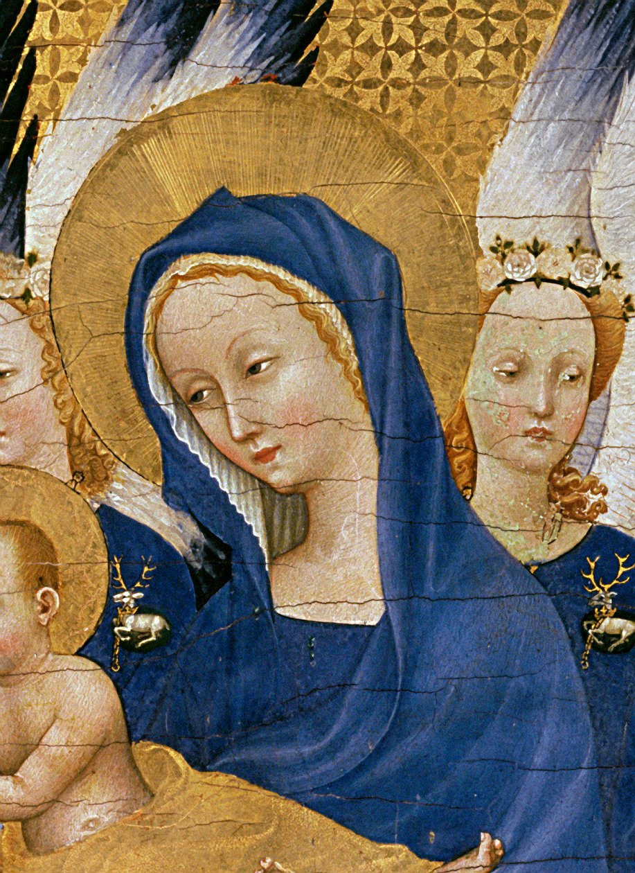 Panna a dítě, cca 1395-99 (vaječná tempera na dubu) (detail 3028) od Master of the Wilton Diptych