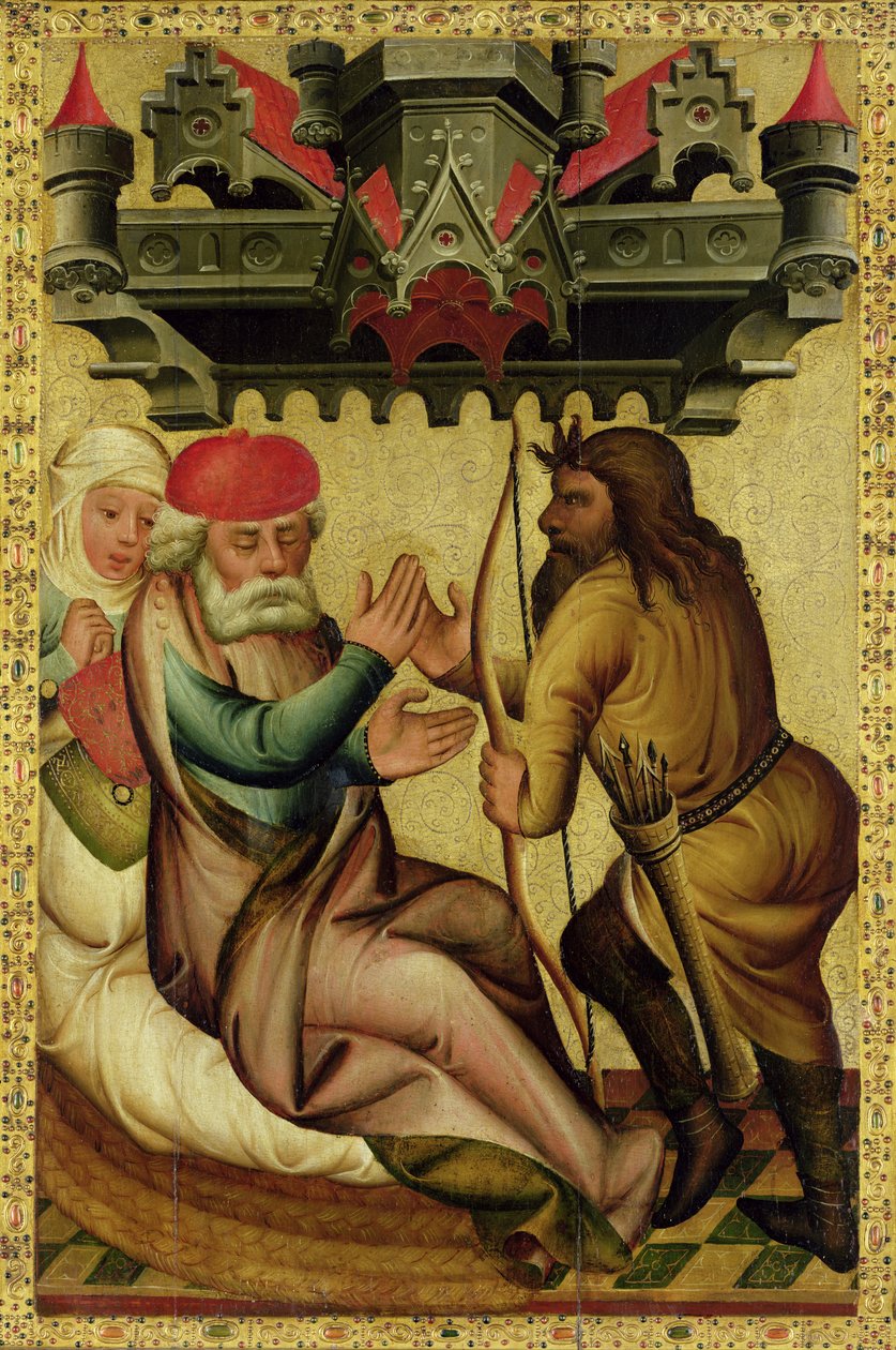 Izák a Ezau z hlavního oltáře sv. Petra v Hamburku, Grabowerův oltář, 1383 (tempera na desce) od Master Bertram of Minden