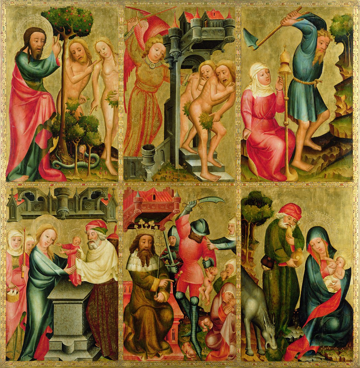 Pravé křídlo hlavního oltáře sv. Petra v Hamburku, Grabowerův oltář, 1383 (tempera na panelu) od Master Bertram of Minden