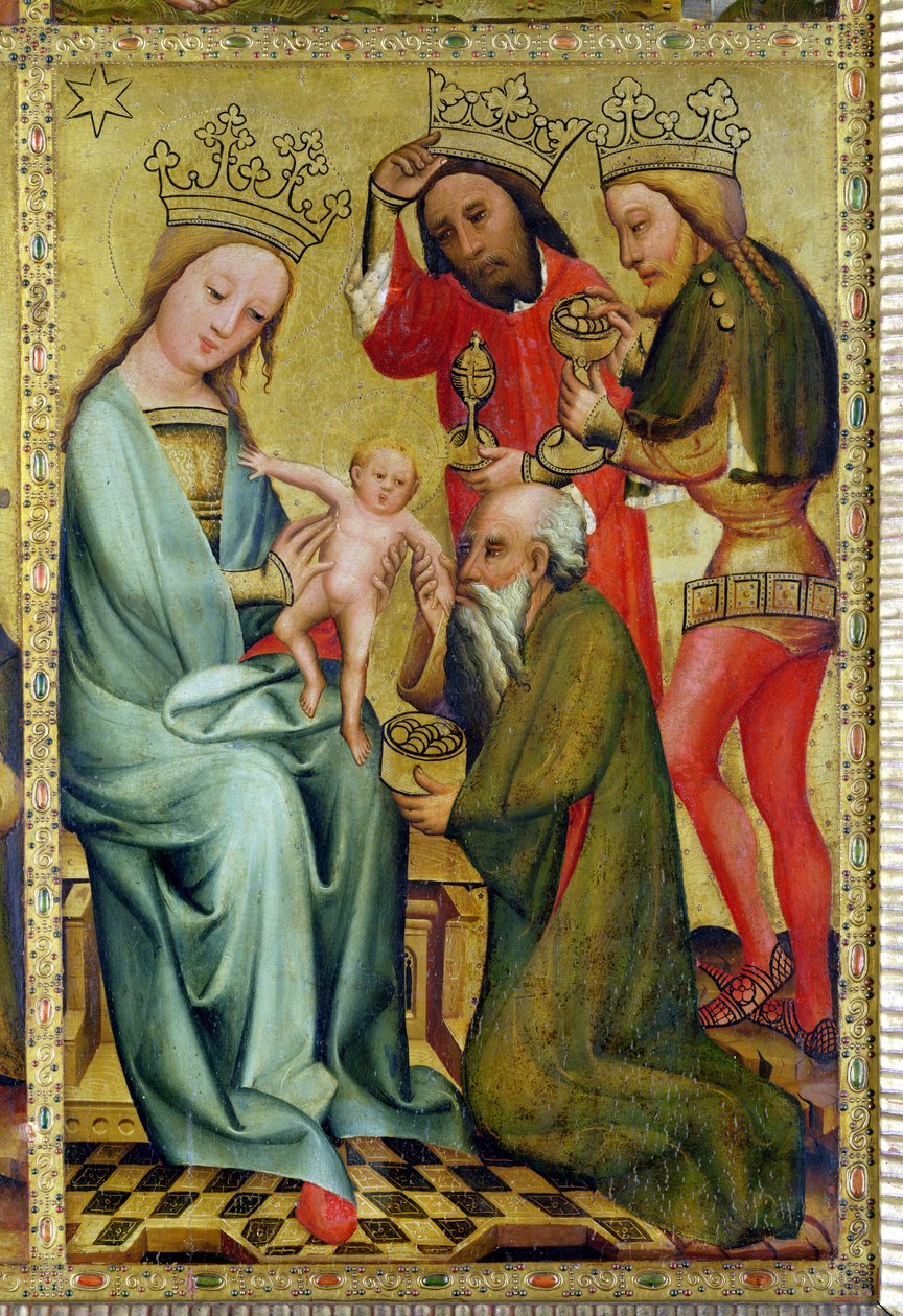 Klanění mudrců z hlavního oltáře svatého Petra v Hamburku, Grabowerův oltář, 1383 (tempera na desce) od Master Bertram of Minden