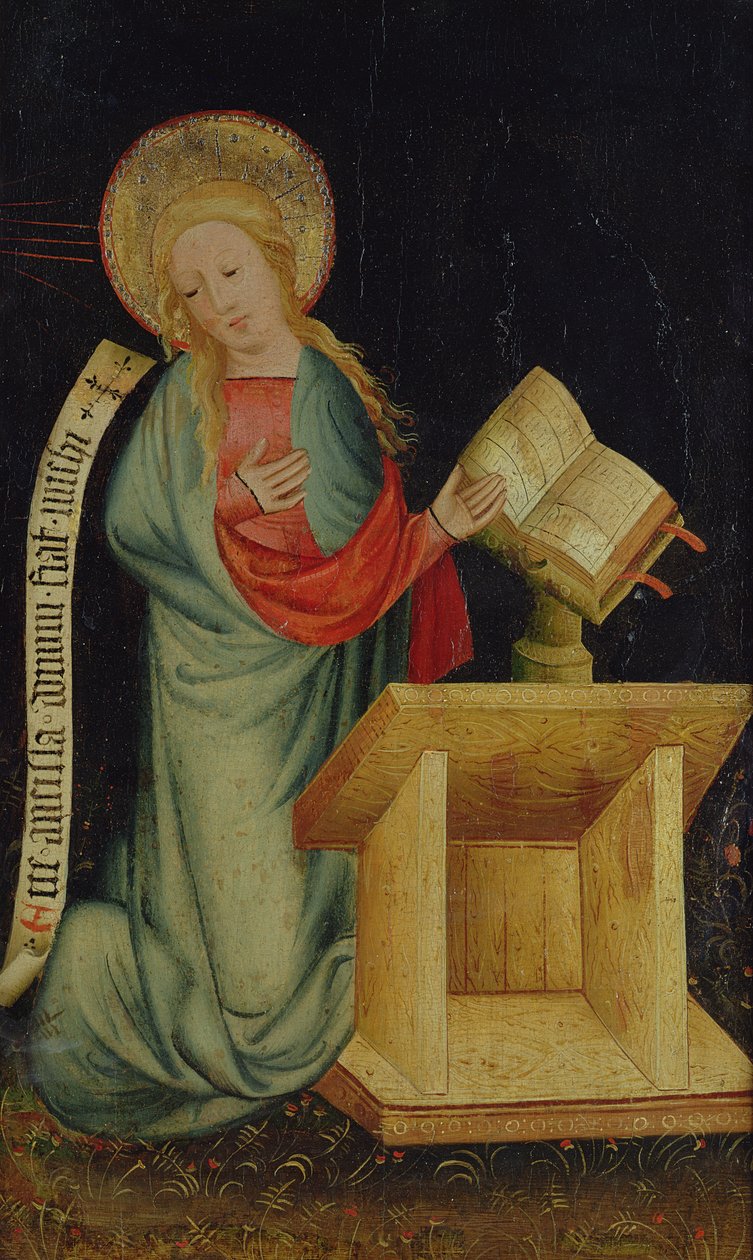 Virgin of the Annunciation, from The Harvester Altar, c.1410 (tempera na dub) (viz také 145253 a 145254) od Master Bertram of Minden