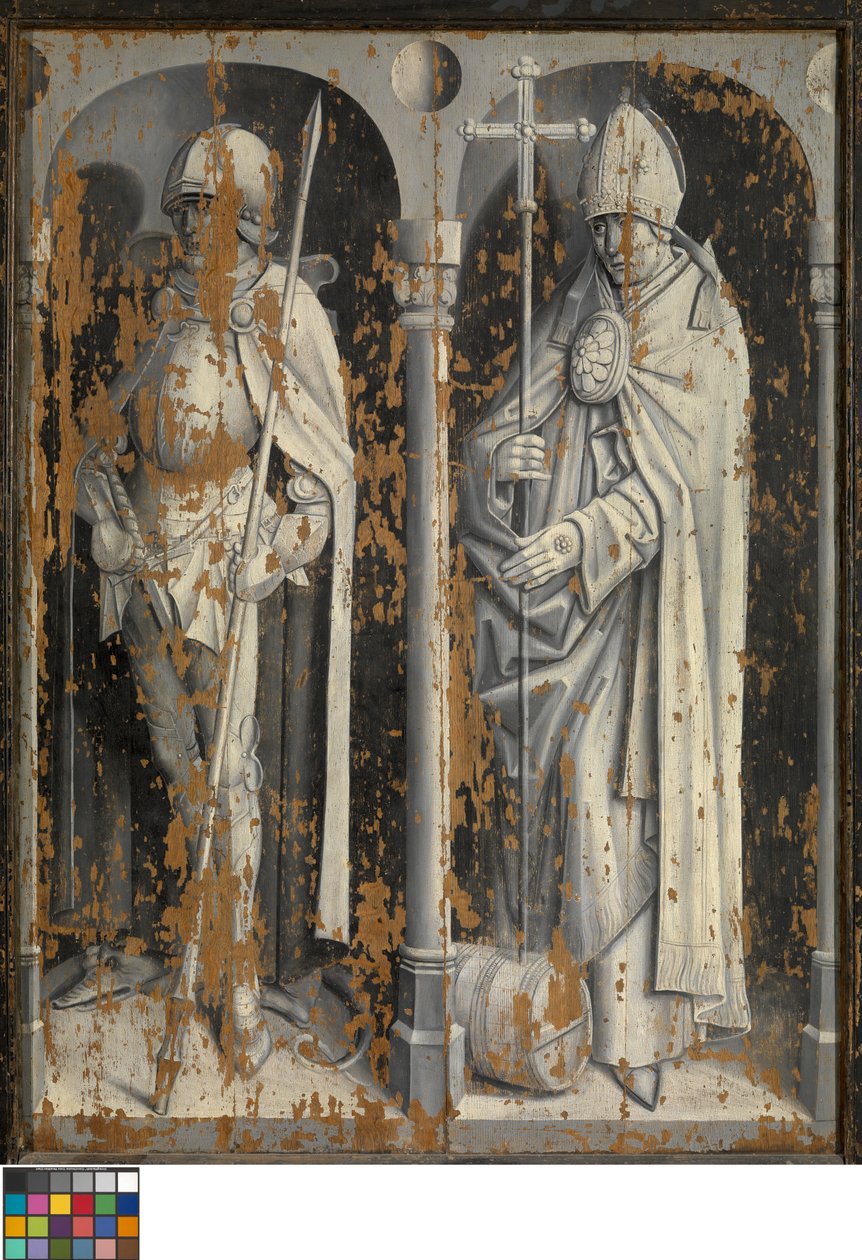 Exteriér legendy o sv. Jiří, kolem 1500-10 (olej na panelu) od Master Bruges