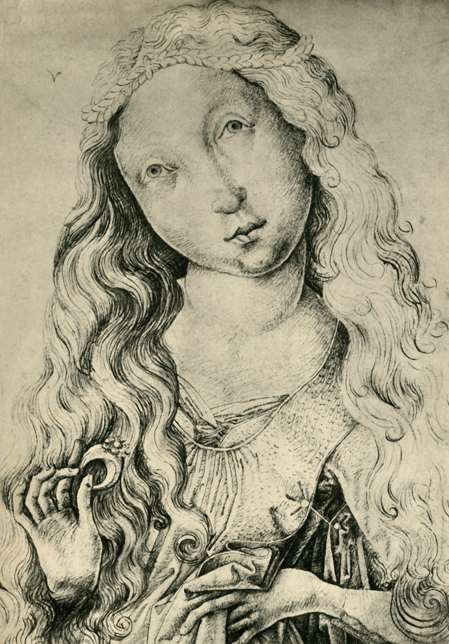 Portrét ženy s prstenem, Svatá Kateřina, 1450-1470, 1943. od Master ES