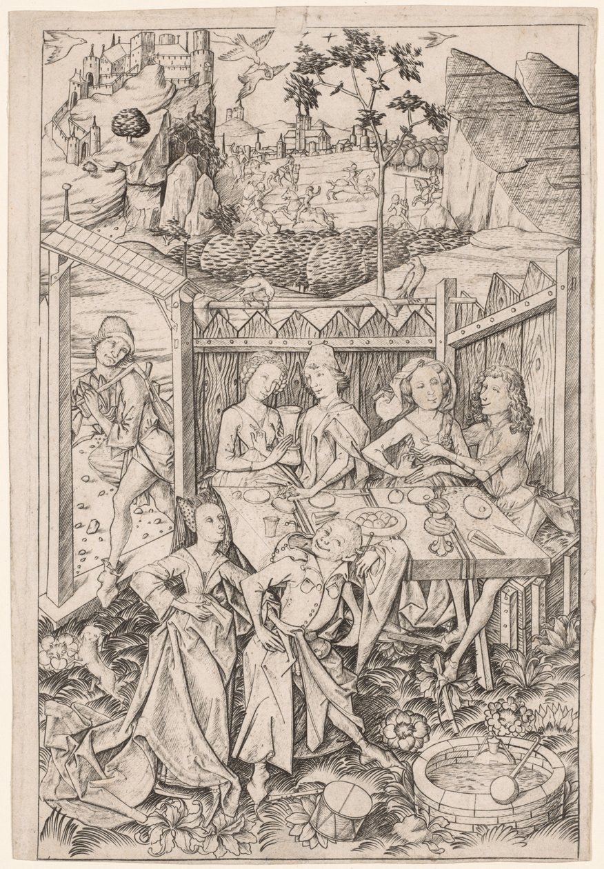 Zahrada lásky velký talíř, c. 1465. od Master E. S.