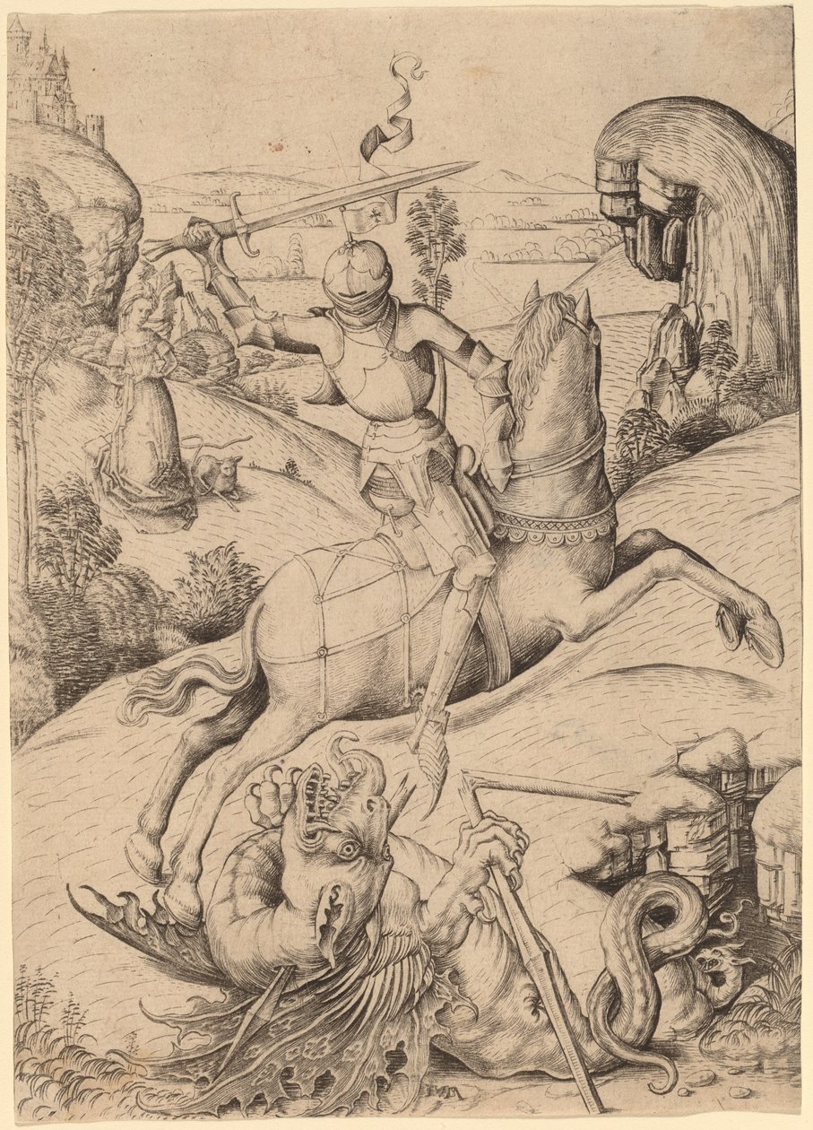 Svatý Jiří a drak od Master FVB and Israhel van Meckenem