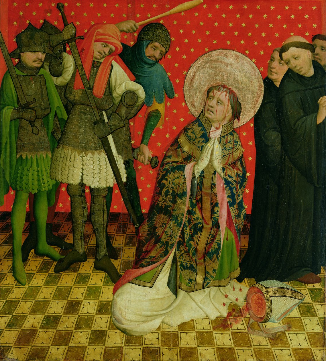 Umučení sv. Tomáše z Canterbury, deska z oltáře sv. Tomáše z kostela sv. Jana v Hamburku, započaté v roce 1424 (tempera a olej na desce) od Master Francke