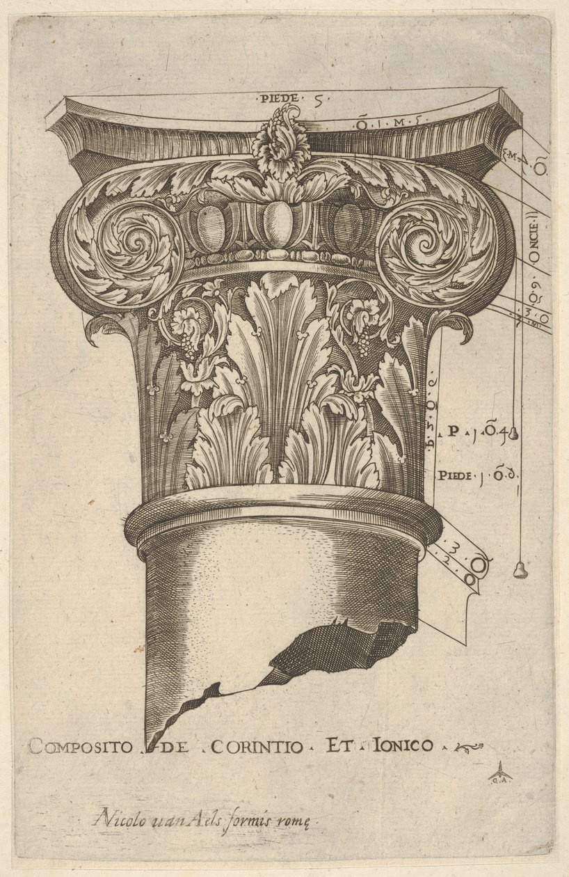 Složený kapitál s mírami, ca. 1537. od Master GA