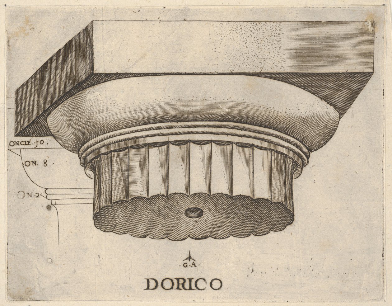 dórská kapitála s mírami, ca. 1537. od Master GA