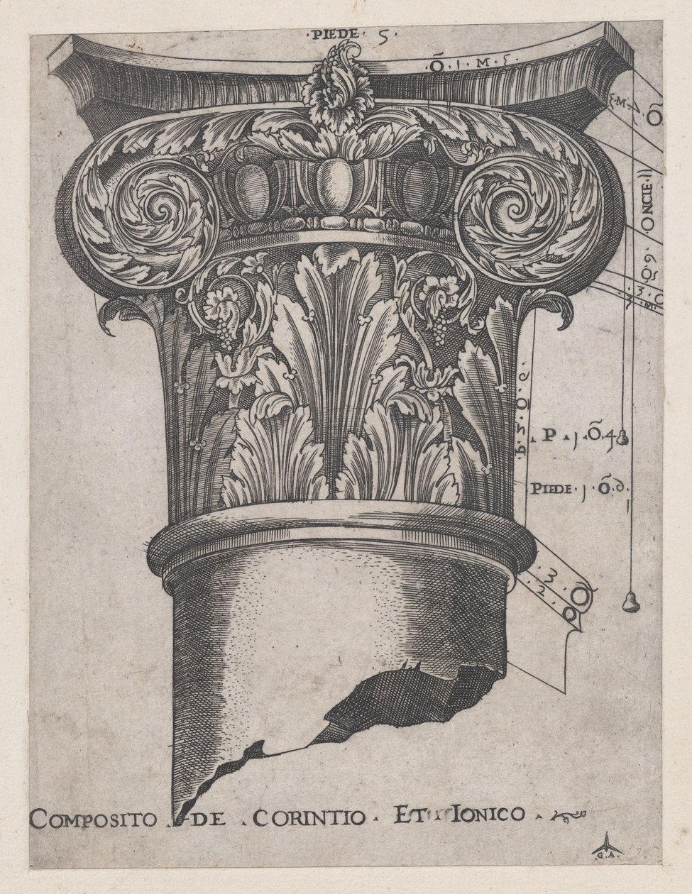 Římské zrcadlo velkoleposti: Kompozit korintského a iónského jazyka, ca. 1537, ca. 1537 od Master GA