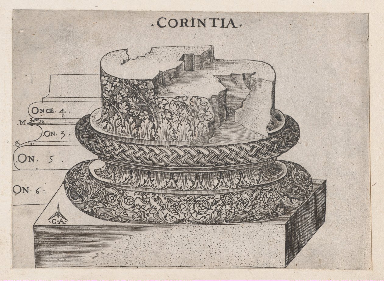 Zrcadlo římské velkoleposti: korintská základna, ca. 1537, ca. 1537 od Master GA