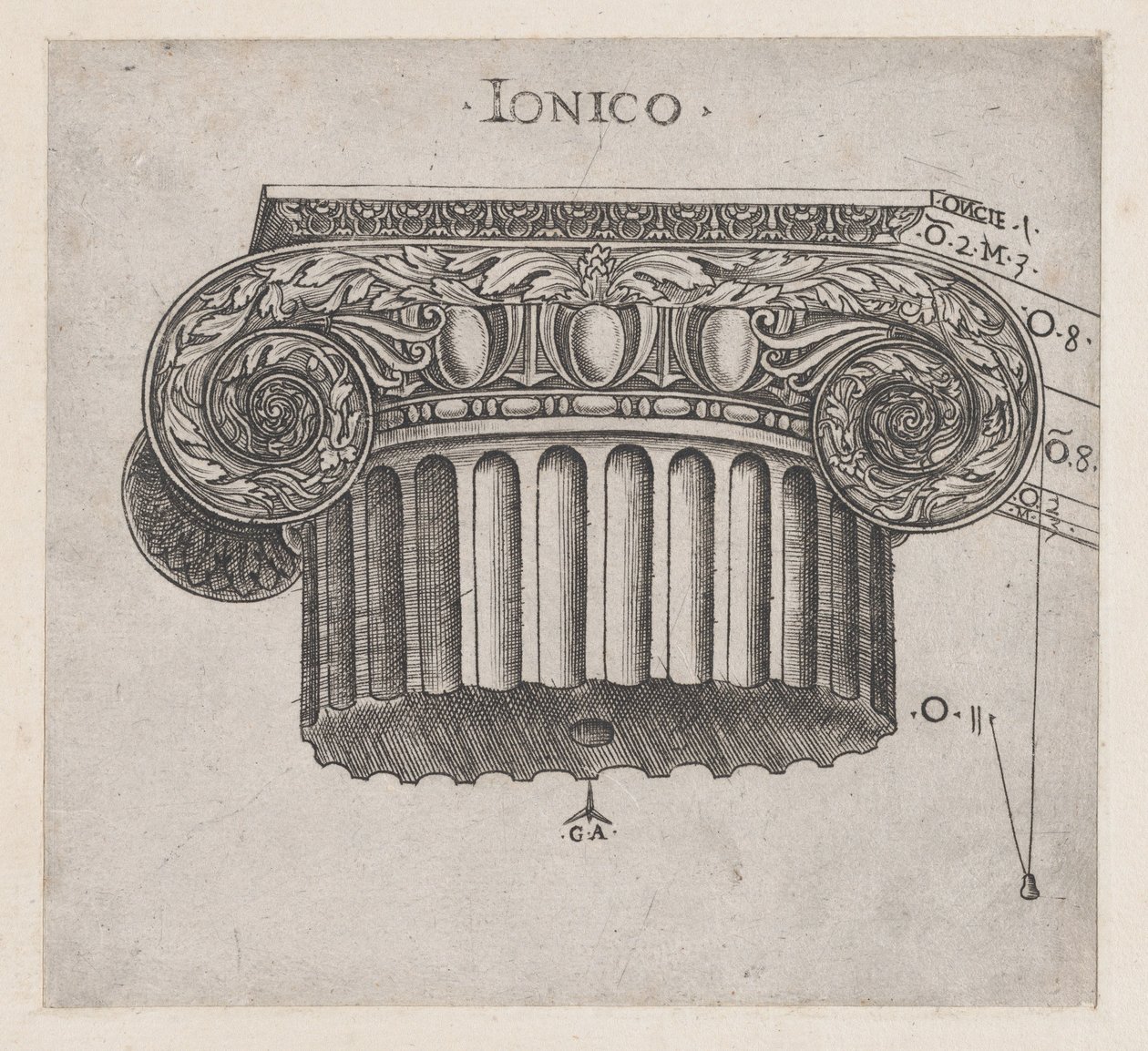 Zrcadlo římské velkoleposti: Iónský kapitál, ca. 1537, ca. 1537 od Master GA