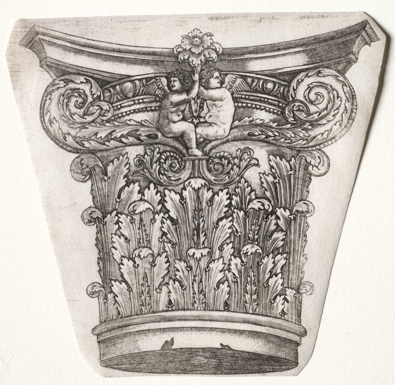 Základna a kapitál s Putti, kolem 1525-1550. od Master G. A. with the man