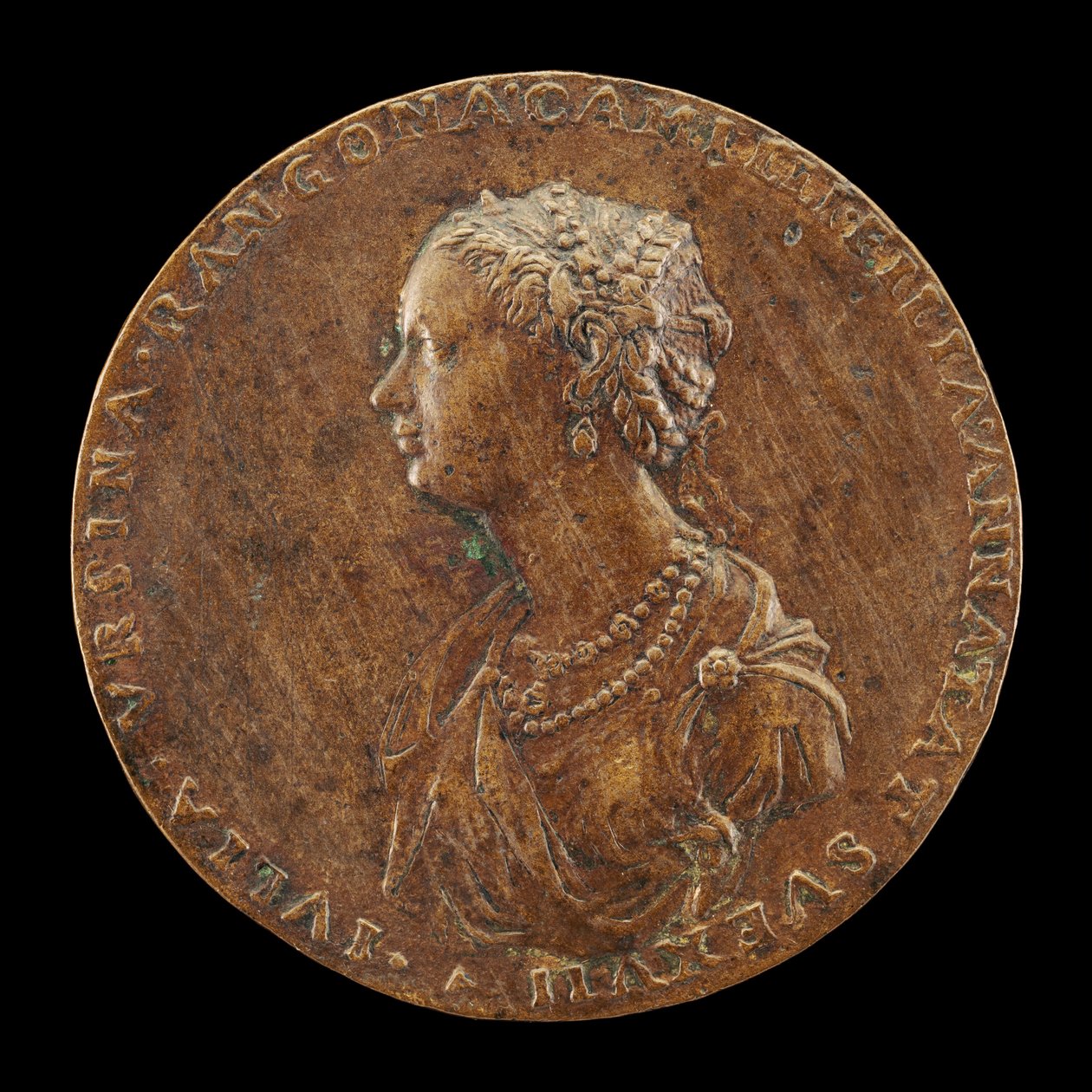 Giulia Orsini, 1537-1598, manželka Baldassarre Rangoni c. 1554 [avers], 1554. od Master IAC. URB.