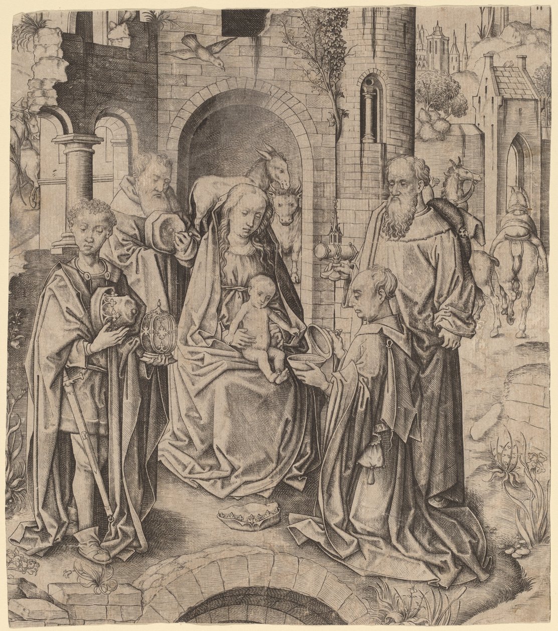 Klanění tří králů od Master I.A.M. of Zwolle