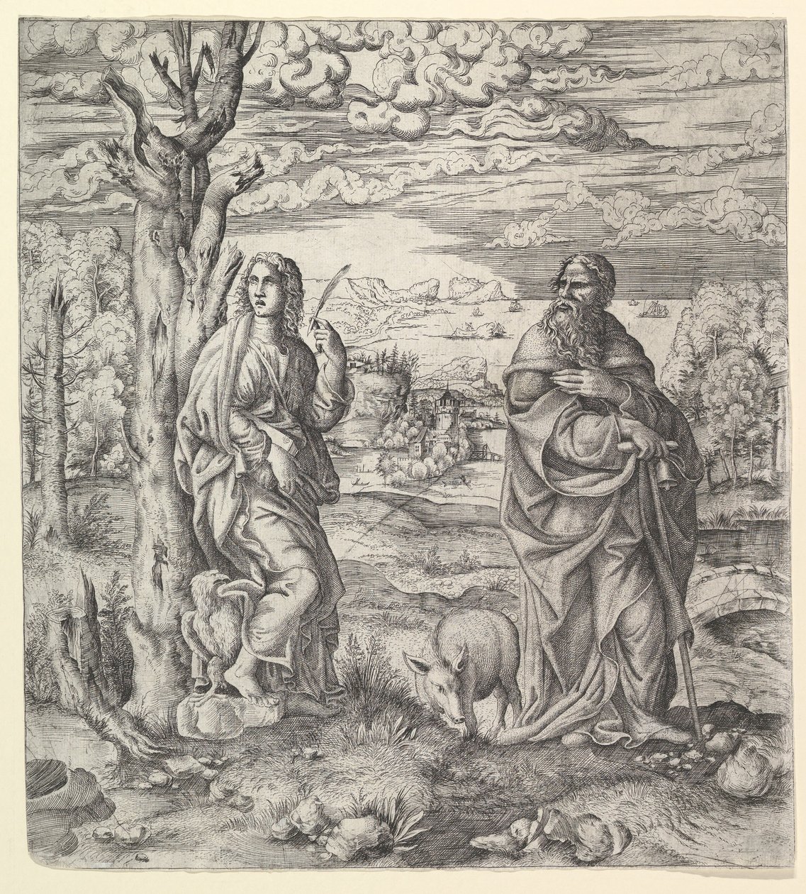 Saint John and Anthony in a Landscape, ca. 1544-45. od Master IQV