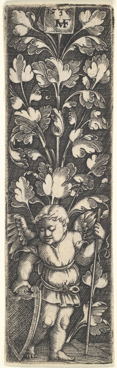 Ornament s géniem držícím štít, 1536. od Master MVHF