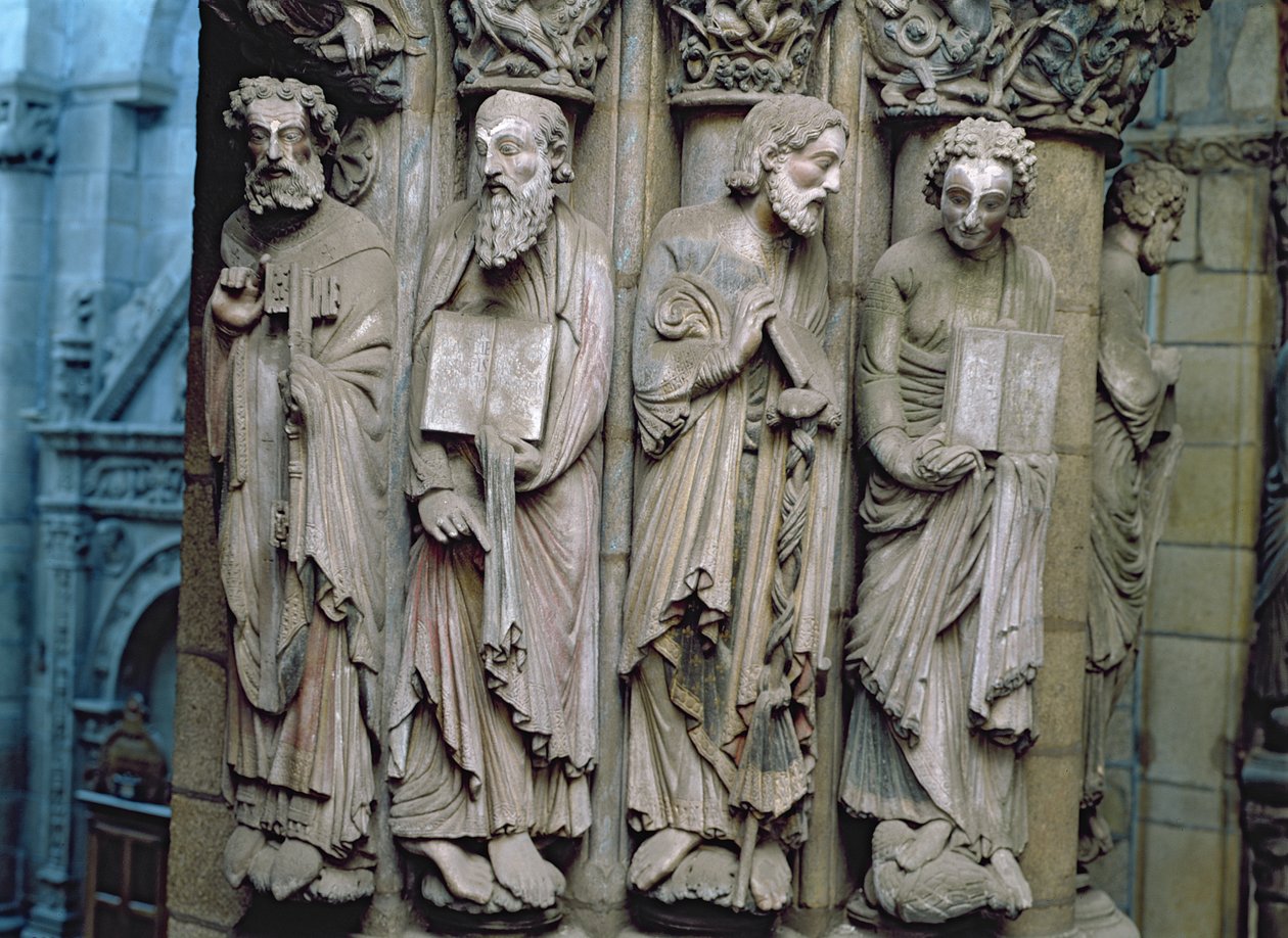 Detail Portico de la Gloria zobrazující kámen apoštolů od Master Mateo