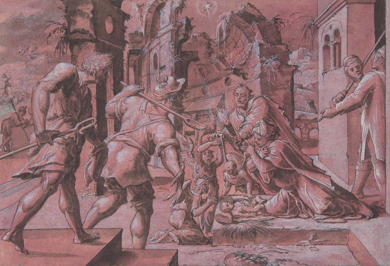 Klanění pastýřů, 1540-60. od Master Of The Liechtenstein Adoration