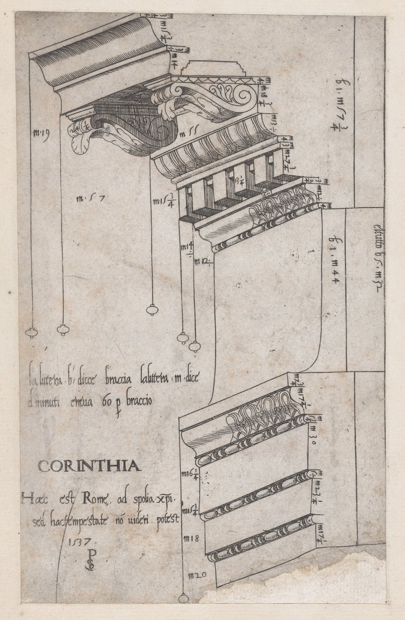 Entablatura z fóra Traianus, Řím, 1537., 1537 od Master PS