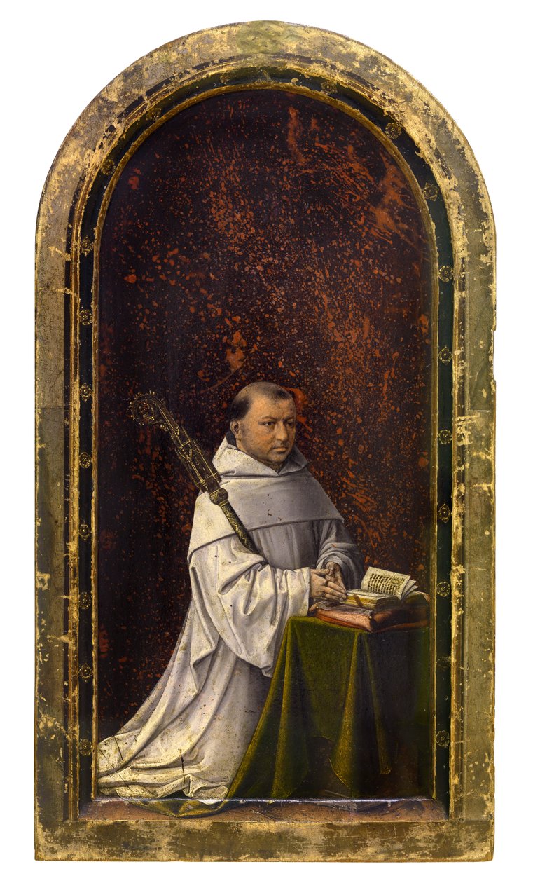 Diptych Robrechta de Clercq, opata z Ter Duinenu, kolem roku 1499 (olej na panelu) od Master of 1499