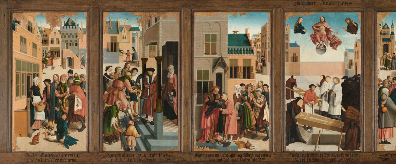 Sedm skutků milosrdenství Polyptych se sedmi skutky lásky od Master of Alkmaar