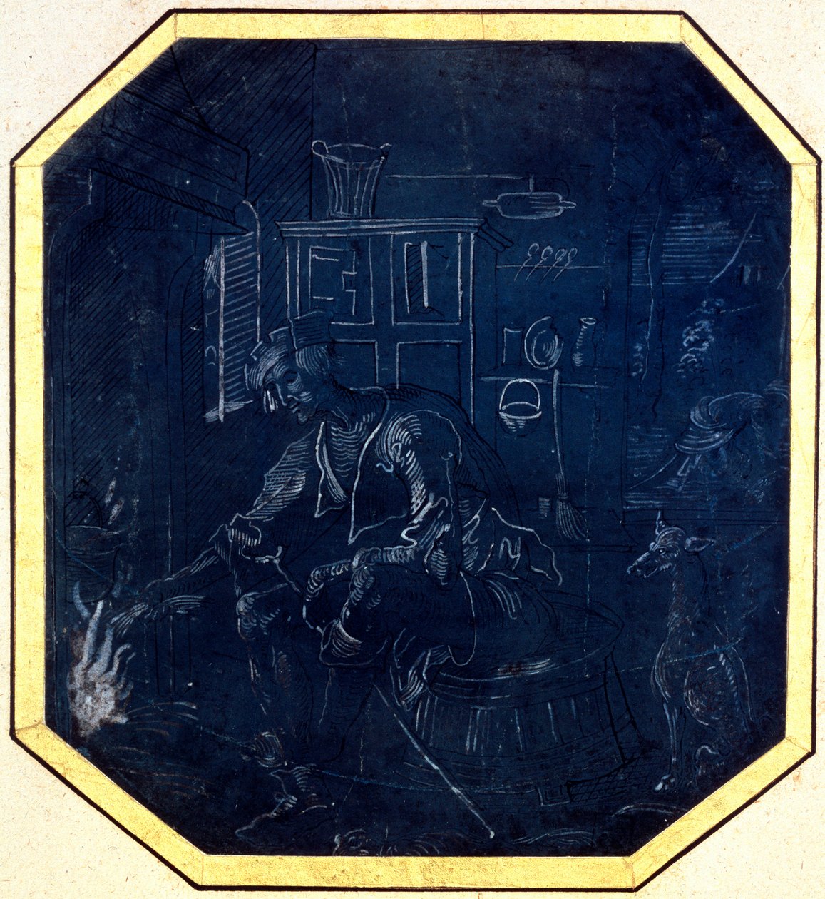 Marnotratný syn před ohněm, počátek 16. století. od Master of Antwerp