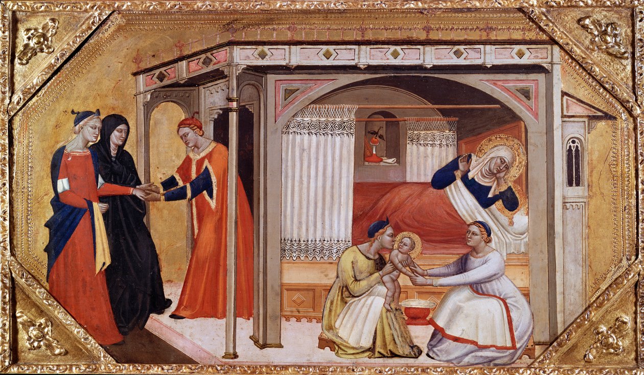 Narození Panny Marie, c1365-1370 od Master of Ashmolean Predella