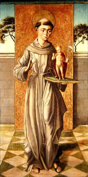 Svatý Antonín Paduánský s Ježíškem (olej na desce) od Master of Astorga