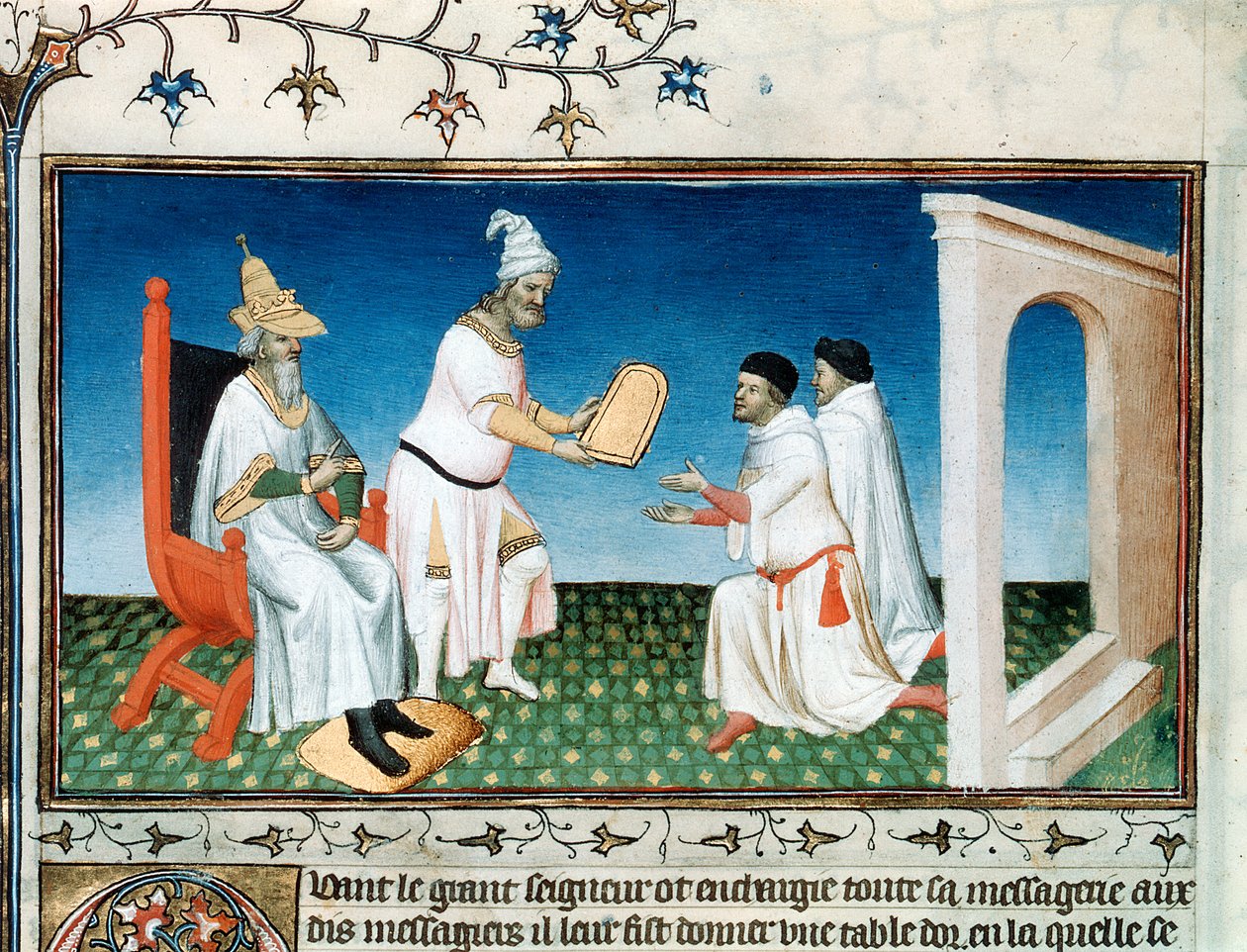 Kublajchán dává Polos jejich pas, c1280, počátek 15. století. od Master of Boucicaut