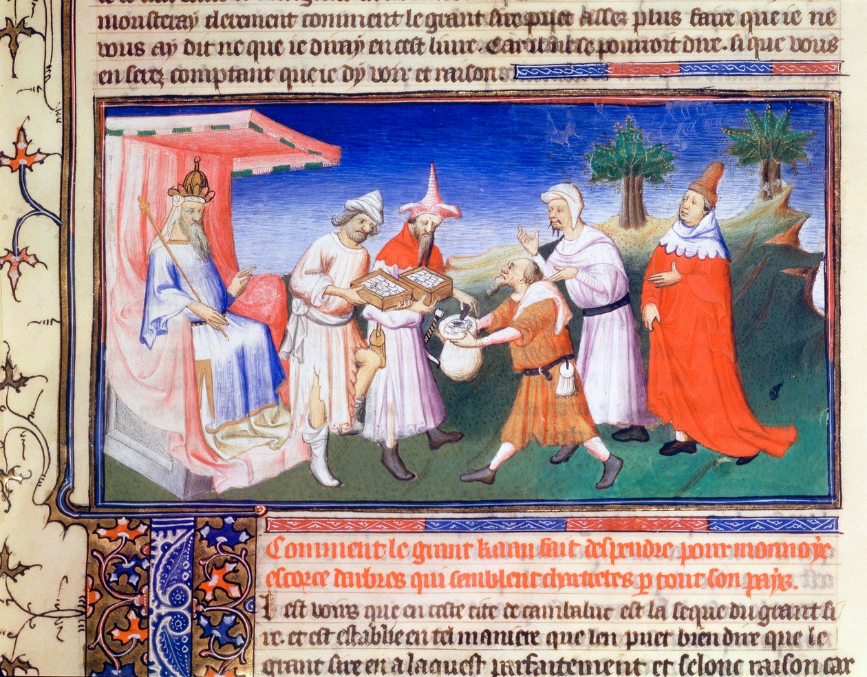 Kublajchán platící za nákupy, osmdesátá léta 13. století, začátek 15. století od Master of Boucicaut