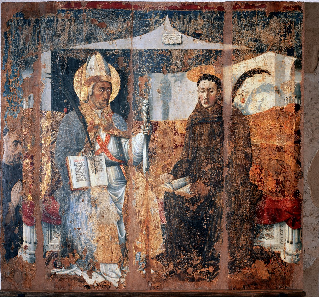 St Eleutherius z Tournai a St Placid (Freska od Master of Cesio