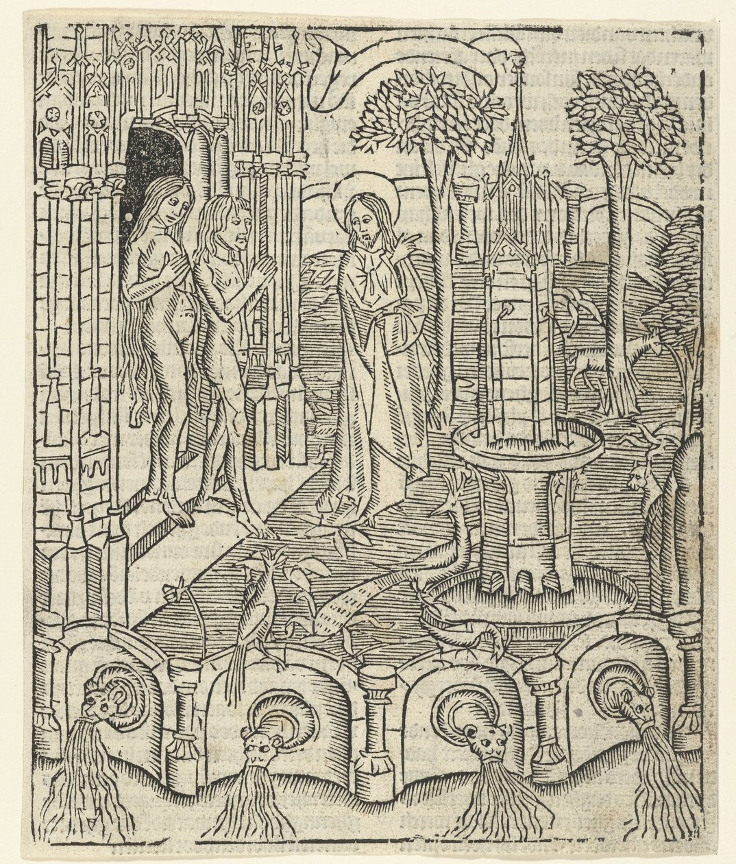 Bůh ukazuje Adamovi a Evě ráj od Master of Delft (attributed to)