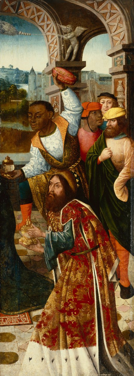 Klanění tří králů (olej na panelu) od Master of Delft