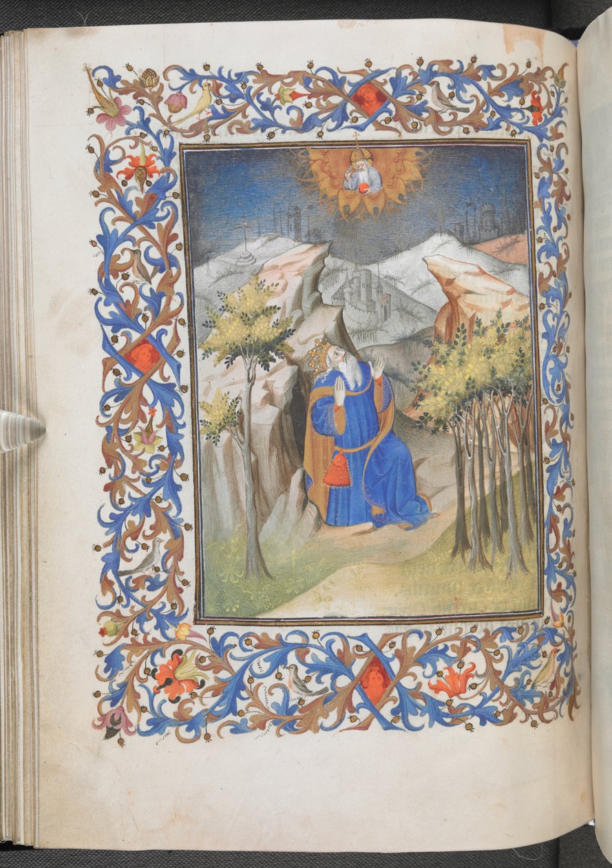 David při modlitbě, Anjou Hours, Egerton 1070, f.44v (vellum) od Master of Egerton