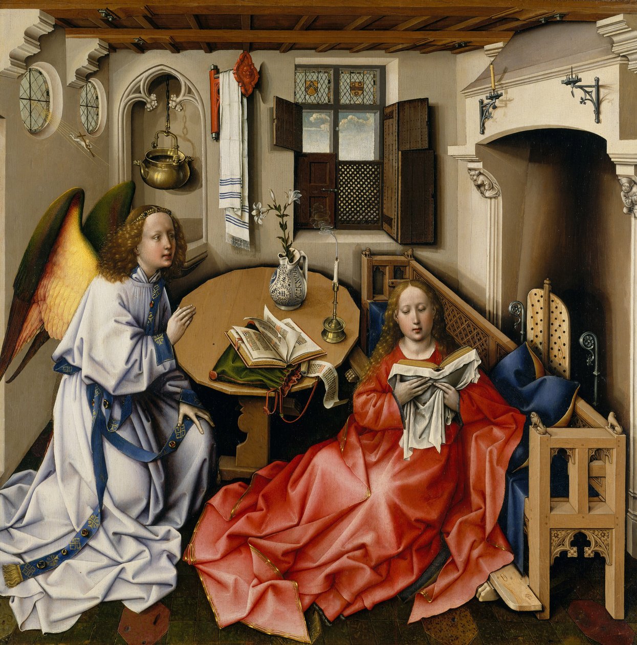 Annunciation Triptych (Merode Altarpiece), c.1427-32 (olej na dubu) od Master of Flémalle